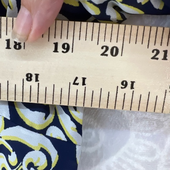 LUXOLOGY DRESS BEAUTIFUL PRINT ROLL TAB SLEEVE POCKETS 10 GREAT FIT BLUE GREEN - Picture 8 of 11